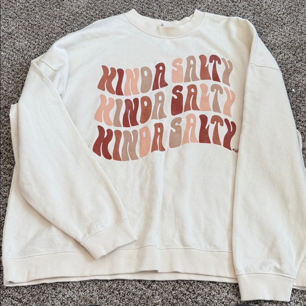 Roxy Kinda Salty Graphic Sweater - Cream and Pink